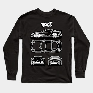 Mazda RX-7 Blueprint. Long Sleeve T-Shirt